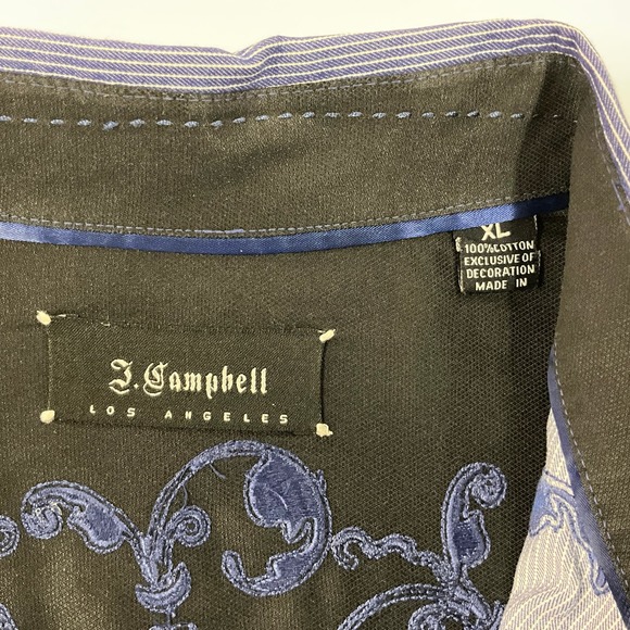 Men’s J. Campbell Los Angeles Lg Sleeve Button Up Embroidery Blue  Sz XL - Picture 7 of 10